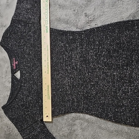 TAKE OUT Sweater Bodycon Mini Dress Black Silver Sparkle Knit Size S - Picture 3 of 6